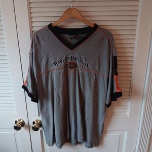 Harley-Davidson Gray and Black Tee with Orange Accents